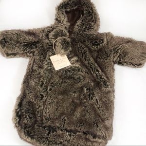 LONDON & COLE Pom Pom Brown Faux Fur Bunting Suit